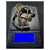 2 Fashion Bracelets Rhinestone Heart Link & Twist Link Mixed Metal Lot