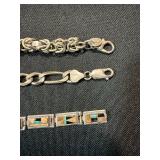 Vintage Sterling Silver Bracelet Lot 3 Pc 46.8g Inlay Panel 925