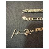Vintage Sterling Silver Bracelet Lot 3 Pc 46.8g Inlay Panel 925