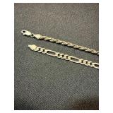 Sterling Silver 925 Chain Bracelets Lot Figaro Rope 18.7g Good