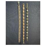 Unbranded Gold Tone Bracelet Lot 3 Pc Curb Link Rhinestone Geometric
