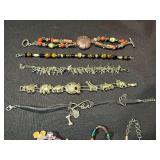 Mixed Costume Jewelry Lot 8 Bracelets & Necklace Beaded Charm Fashion