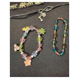 Mixed Costume Jewelry Lot 8 Bracelets & Necklace Beaded Charm Fashion
