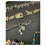 Mixed Costume Jewelry Lot 8 Bracelets & Necklace Beaded Charm Fashion