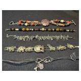 Mixed Costume Jewelry Lot 8 Bracelets & Necklace Beaded Charm Fashion