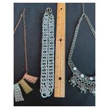 3 Pc Costume Necklace Lot Sugarfix Bib Hammered Chunky Chain