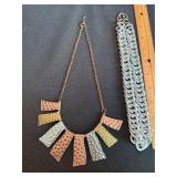 3 Pc Costume Necklace Lot Sugarfix Bib Hammered Chunky Chain