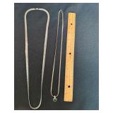 SOUTH Pendant Necklace Set Silver Tone Herringbone Chains 2 Pc