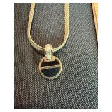 SOUTH Pendant Necklace Set Silver Tone Herringbone Chains 2 Pc