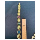 Napier Gold Tone Necklace Bracelet Set Multicolor Bracelet Signed
