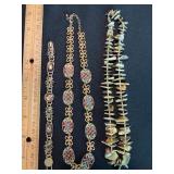 Vintage Costume Jewelry Lot 4 Pc Necklaces Bracelet Shell Enamel Gold Tone