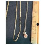 Vintage Costume Jewelry Necklace Lot Krementz 10K Pendant Mixed Chains