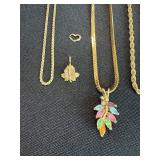 Vintage Costume Jewelry Necklace Lot Krementz 10K Pendant Mixed Chains