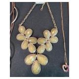 Mixed Fashion Necklace Lot 4pc Statement Bib Pendant Cord Silver Tone
