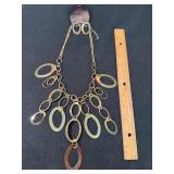 Paparazzi Gold Tone Oval Link Statement Necklace Earring Set Carded