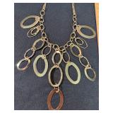 Paparazzi Gold Tone Oval Link Statement Necklace Earring Set Carded