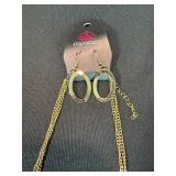 Paparazzi Gold Tone Oval Link Statement Necklace Earring Set Carded