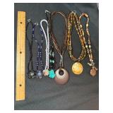 8 Pc Boho Beaded Statement Necklace Lot Wood Stone Shell Style