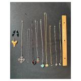 Mixed Costume Jewelry Lot Necklaces Earrings Pendants Shark Tooth
