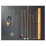 Mixed Costume Jewelry Lot Necklaces Earrings Pendants Shark Tooth