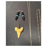 Mixed Costume Jewelry Lot Necklaces Earrings Pendants Shark Tooth