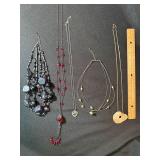 4 Necklaces Mixed Lot w/ S925 Heart Pendant Sterling & Beaded Styles