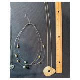 4 Necklaces Mixed Lot w/ S925 Heart Pendant Sterling & Beaded Styles