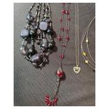 4 Necklaces Mixed Lot w/ S925 Heart Pendant Sterling & Beaded Styles