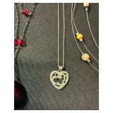4 Necklaces Mixed Lot w/ S925 Heart Pendant Sterling & Beaded Styles