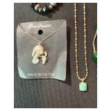 Mixed Costume Jewelry Lot 5 Pc Pewter Pendant Necklaces Bracelet