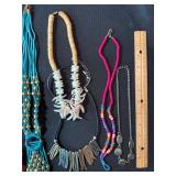 Mixed Costume Jewelry Necklace Lot Boho Tribal Shell Beaded 10 Pc