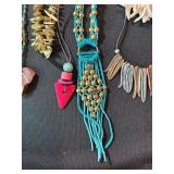 Mixed Costume Jewelry Necklace Lot Boho Tribal Shell Beaded 10 Pc