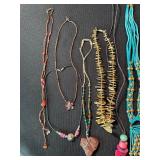 Mixed Costume Jewelry Necklace Lot Boho Tribal Shell Beaded 10 Pc