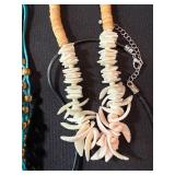 Mixed Costume Jewelry Necklace Lot Boho Tribal Shell Beaded 10 Pc