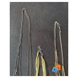 3 Pc Fashion Necklace Lot Leaf Bib Glass Heart Geometric Dangle