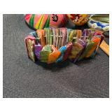 Assorted Vintage Bangle Bracelet Lot Painted Wood Enamel Brass 10 Pc