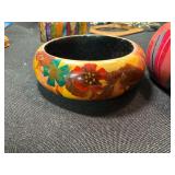 Assorted Vintage Bangle Bracelet Lot Painted Wood Enamel Brass 10 Pc
