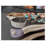 Mixed Costume Jewelry Bracelet Lot Rhinestone Beaded Cuff Bangle 10 Pc