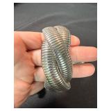 3 Pc Silver Tone Statement Bracelet Lot Faux Turquoise Wrap Cuff