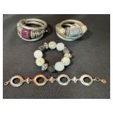 Mixed Fashion Bracelet Lot 4 Silver Tone Coil Beaded Link Bracelets