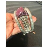 Mixed Fashion Bracelet Lot 4 Silver Tone Coil Beaded Link Bracelets