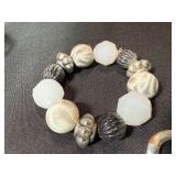 Mixed Fashion Bracelet Lot 4 Silver Tone Coil Beaded Link Bracelets