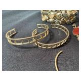 Vintage Costume Bracelet Lot 5 Pc Stretch Cuffs Panel Link Bangle