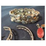 Vintage Costume Bracelet Lot 5 Pc Stretch Cuffs Panel Link Bangle