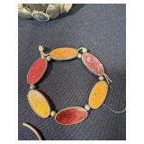 Vintage Costume Bracelet Lot 5 Pc Stretch Cuffs Panel Link Bangle
