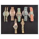 Lot of 7 Geneva Embassy Fashion Quartz Wristwatches As Is