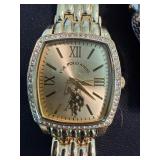 6 Pc Fashion Wristwatch Lot U.S. Polo Assn Jessica Carlyle Rhinestone