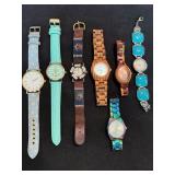 Lot of 7 Fashion Wristwatches Wood Vernier Sevil Turquoise Styles
