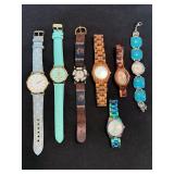 Lot of 7 Fashion Wristwatches Wood Vernier Sevil Turquoise Styles