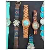 Lot of 7 Fashion Wristwatches Wood Vernier Sevil Turquoise Styles